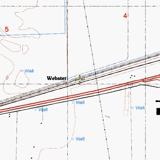 Topographic Map of Webster, CA
