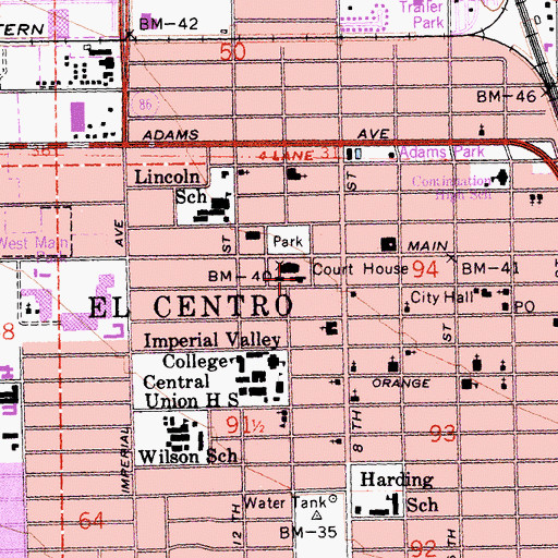 Topographic Map of El Centro, CA