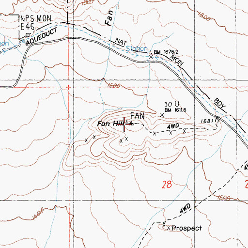 Topographic Map of Fan Hill, CA