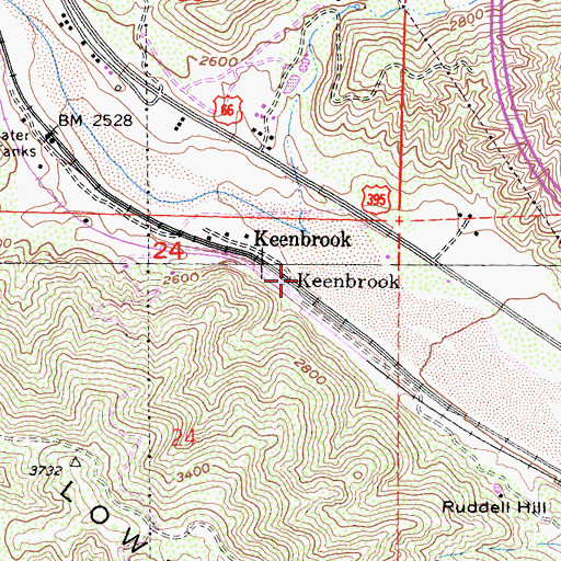Topographic Map of Keenbrook, CA