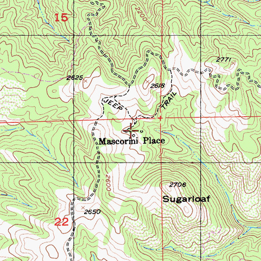 Topographic Map of Mascorini Place, CA