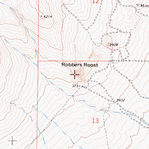 Topographic Map of Robbers Roost, CA