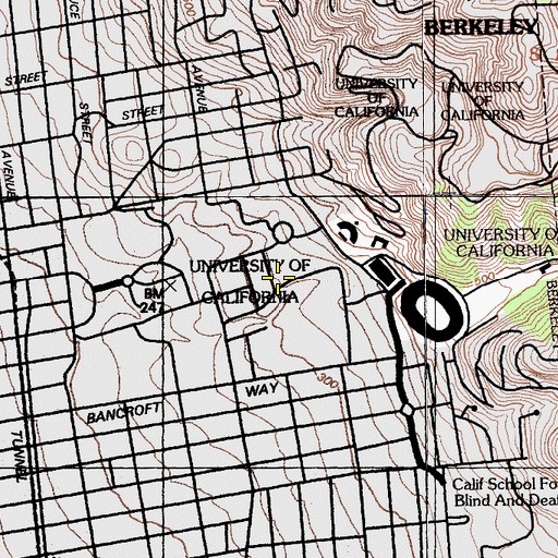 Topographic Map of Birge Hall, CA