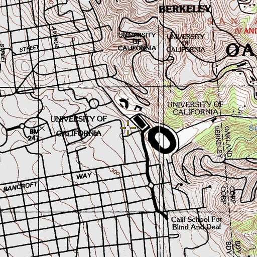 Topographic Map of Cowell Memorial Hospital, CA