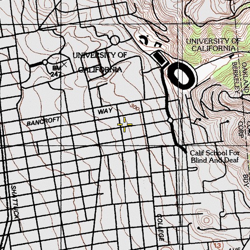 Topographic Map of Deutsch Hall, CA
