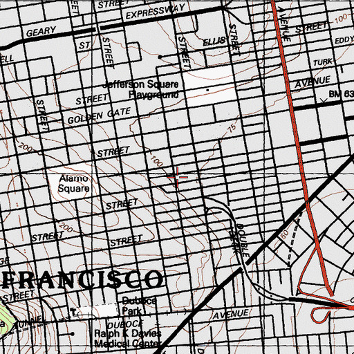 Topographic Map of Neighborhood Baptist Church, CA