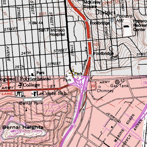 Topographic Map of Potrero Del Sol Park, CA