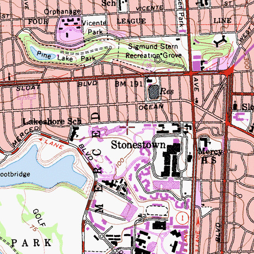 Topographic Map of Rolph-Nicol Playground, CA