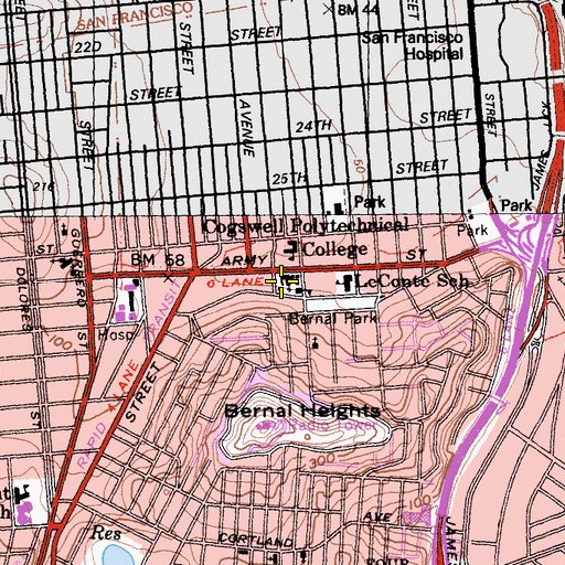 Topographic Map of Saint Anthonys Roman Catholic Church, CA