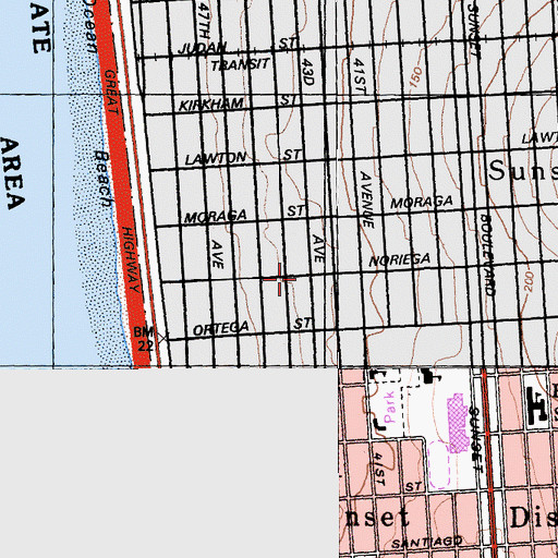 Topographic Map of Saint Francis Methodist Episcopal Church (historical), CA