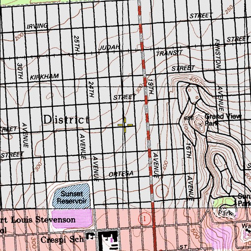Topographic Map of Sunset Bible Fellowship Church, CA