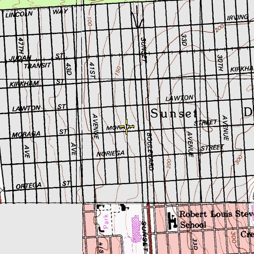 Topographic Map of Sunset Chinese Church of the Nazarene, CA