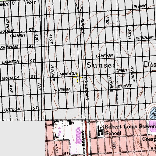 Topographic Map of Sunset Lutheran Church (historical), CA