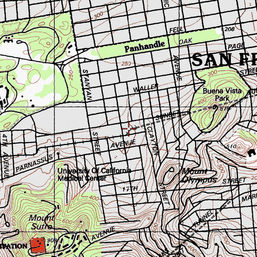 Topographic Map of Sunset Tunnel Park, CA