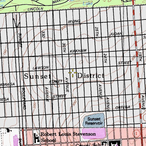 Topographic Map of Sunset Recreation Center, CA