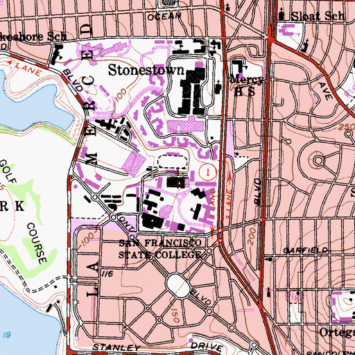 Topographic Map of Thornton Hall, CA