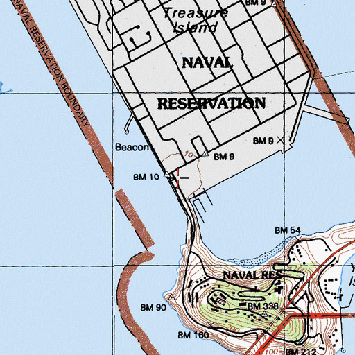 Topographic Map of Treasure Island Museum, CA