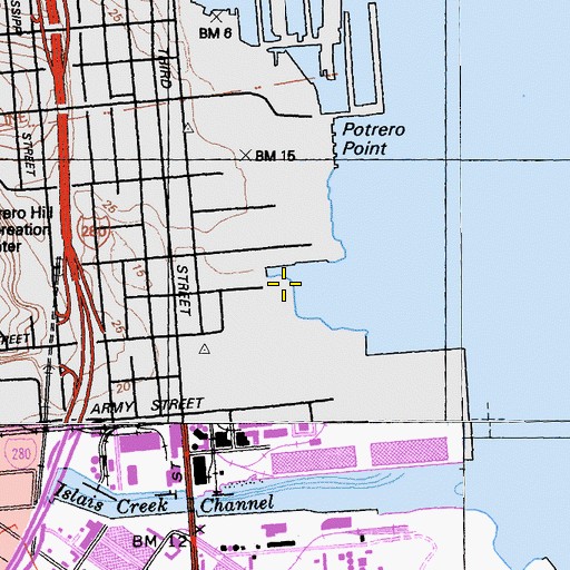 Topographic Map of Warm Water Cove Park, CA