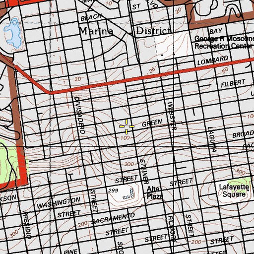 Topographic Map of Saint Vincent De Paul School, CA