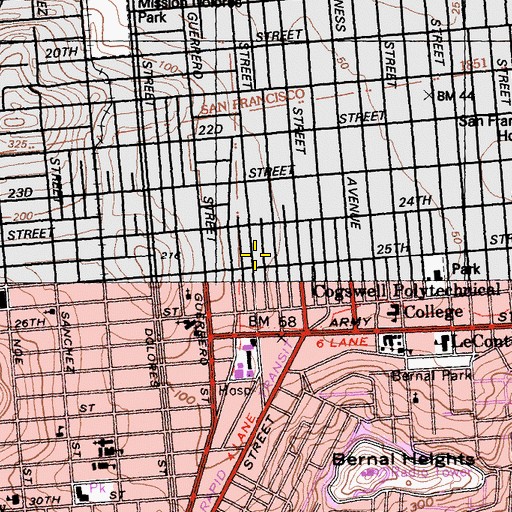 Topographic Map of Synergy Elementary School, CA