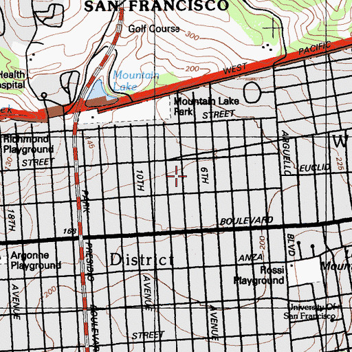Topographic Map of George Peabody Elementary School, CA