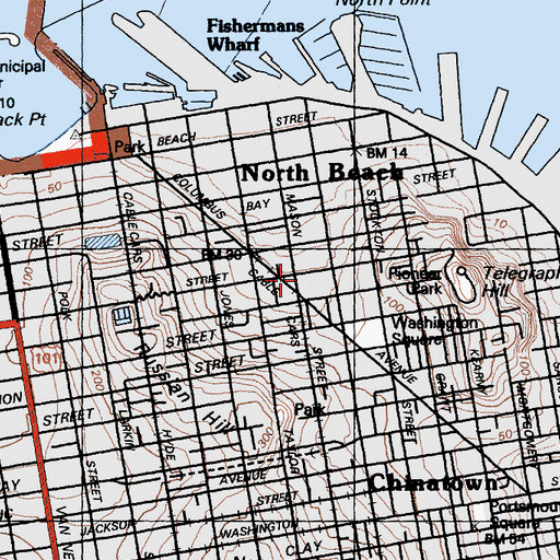 Topographic Map of North Beach Branch Library, CA
