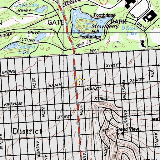 Topographic Map of Sunset Branch Library, CA