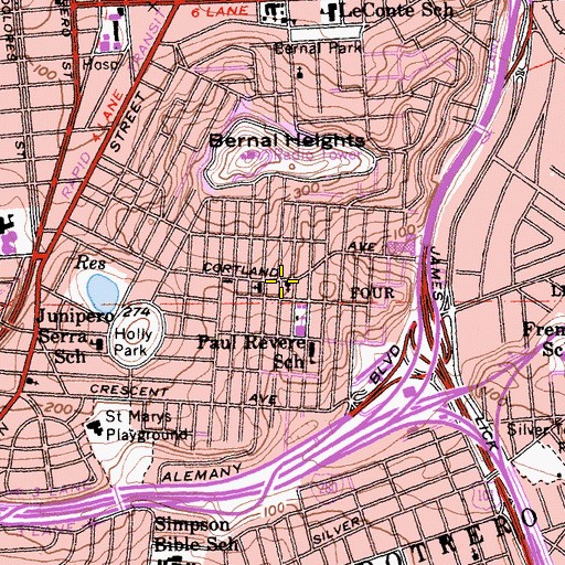 Topographic Map of Victory Temple Church of God in Christ, CA