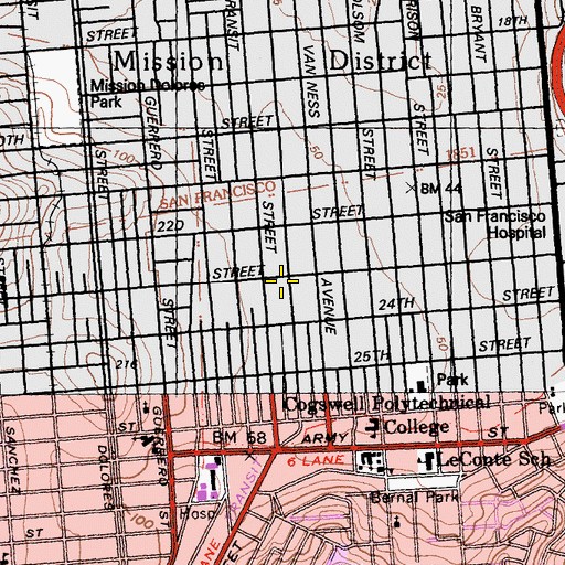 Topographic Map of Trinity Presbyterian Church, CA