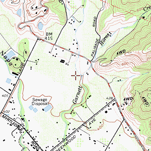 Topographic Map of Horns Creek, CA