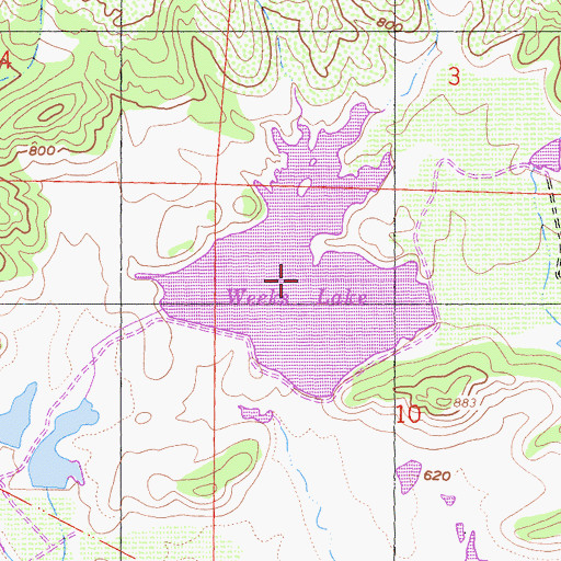 Topographic Map of Weeks Lake, CA