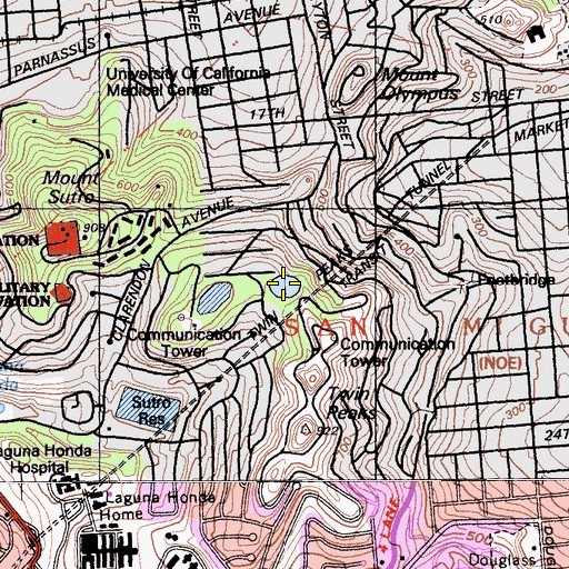 Topographic Map of Twin Peaks Reservoir, CA