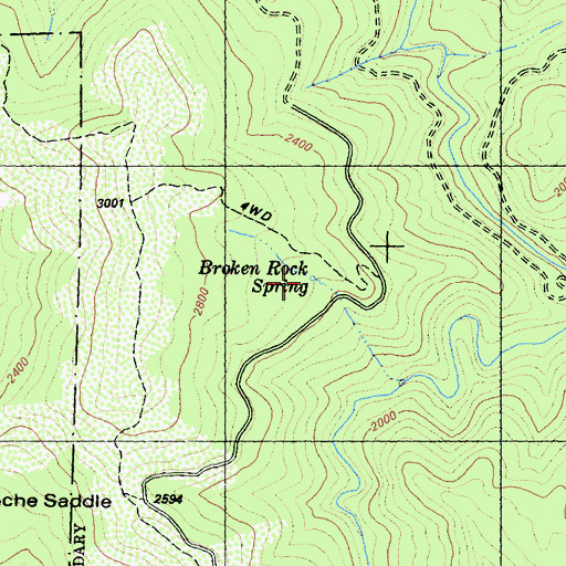 Topographic Map of Broken Rock Spring, CA