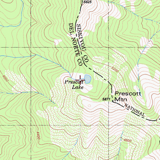 Topographic Map of Prescott Lake, CA
