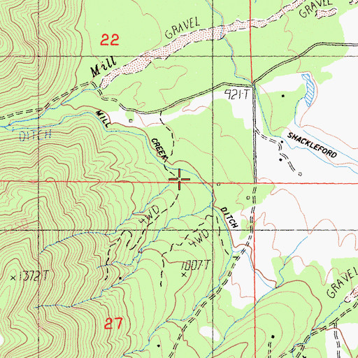 Topographic Map of Mill Creek Ditch, CA