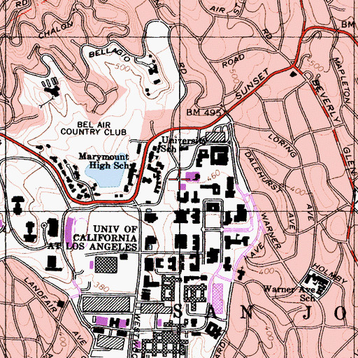 Topographic Map of University Research Library, CA