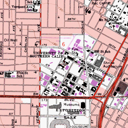 Topographic Map of Arnold Schoenberg Institute, CA