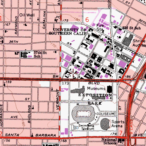 Topographic Map of Charles Lee Powell Hall, CA