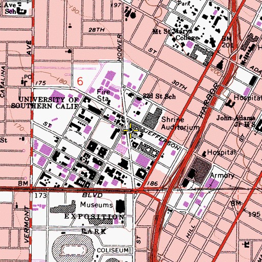 Topographic Map of Emery Stoops and Joyce King-Stoops Education Library, CA
