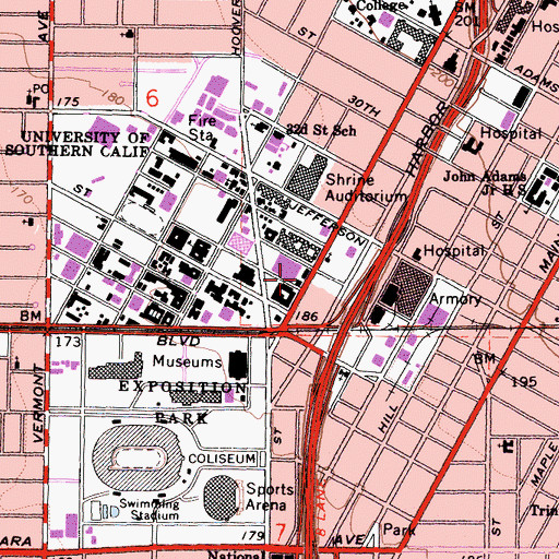Topographic Map of Figueroa Building, CA