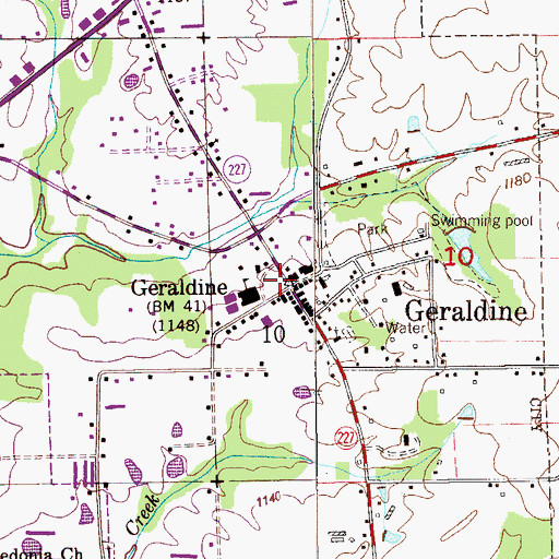 Topographic Map of Geraldine Division, AL
