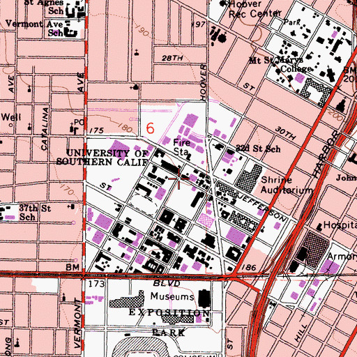 Topographic Map of University Religious Center, CA