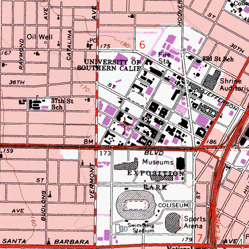 Topographic Map of Vivian Hall of Engineering, CA