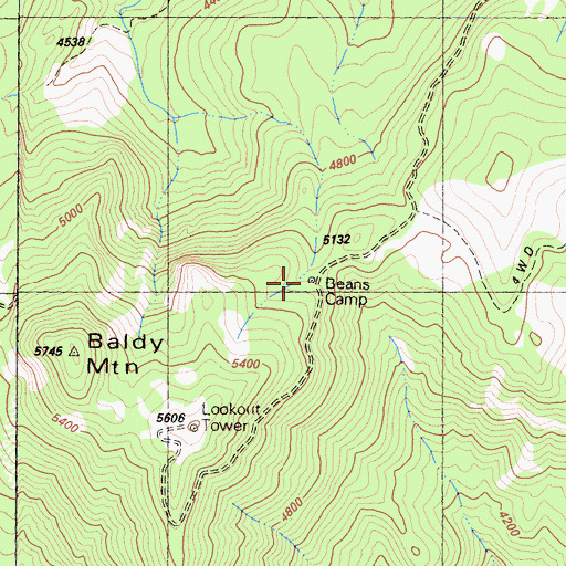 Topographic Map of Beans Camp, CA