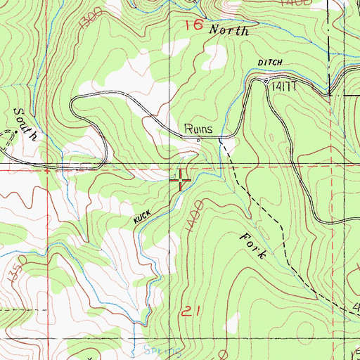 Topographic Map of Kuck Ditch, CA