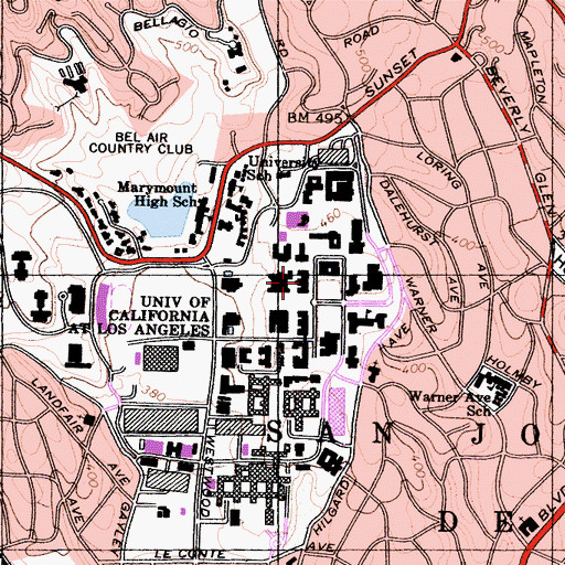 Topographic Map of Haines Hall, CA