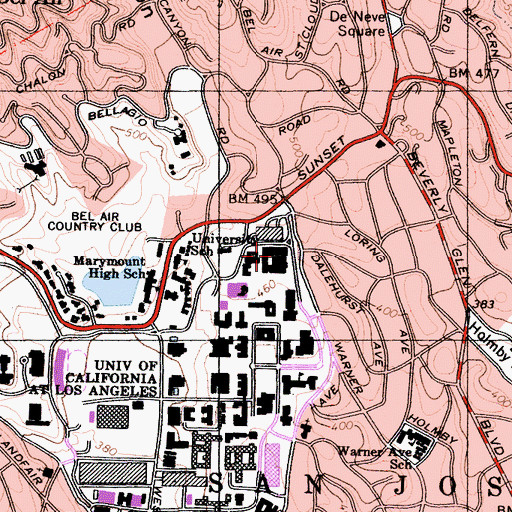 Topographic Map of Melnitz Hall, CA