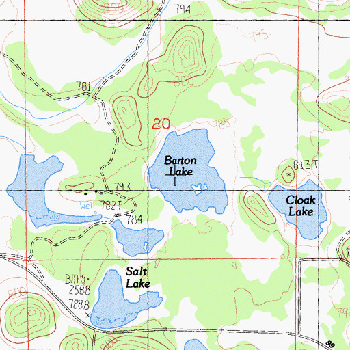 Topographic Map of Barton Lake, CA