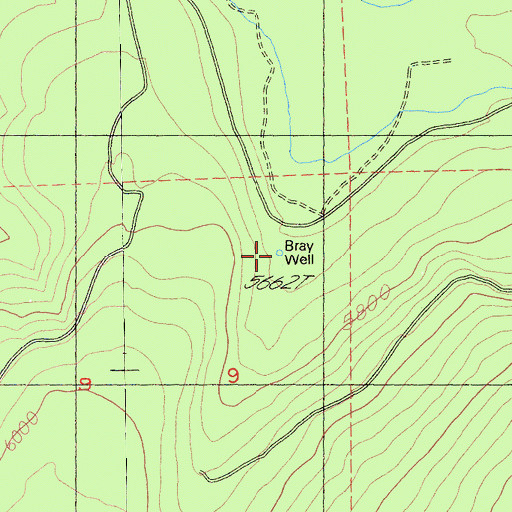 Topographic Map of Bray Well, CA