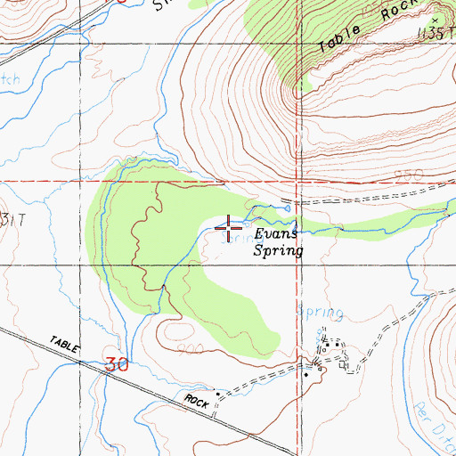 Topographic Map of Evans Spring, CA